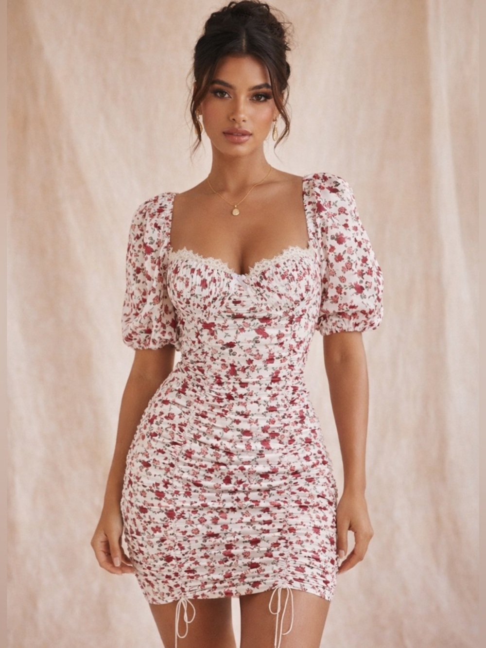 For Love & Lemons Melrose Silky Floral Bustier Mini Dress